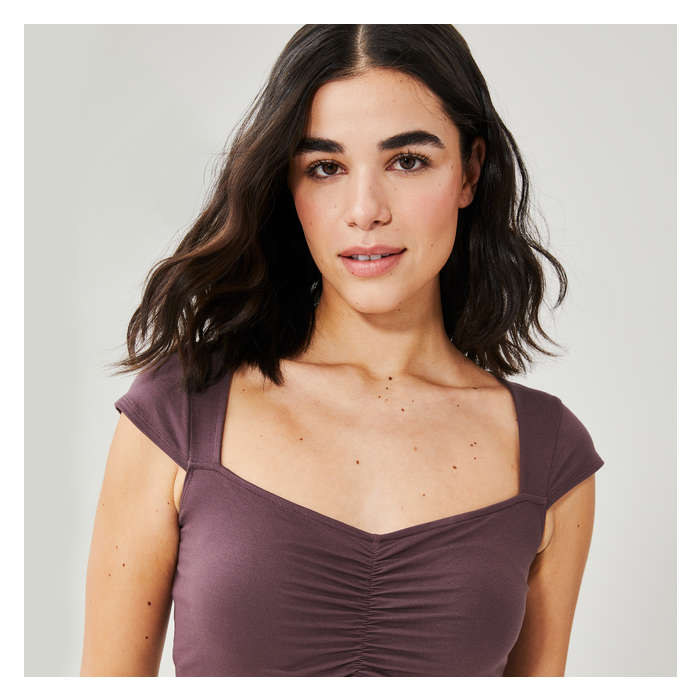 Women's Ruched Cap Sleeve Top
